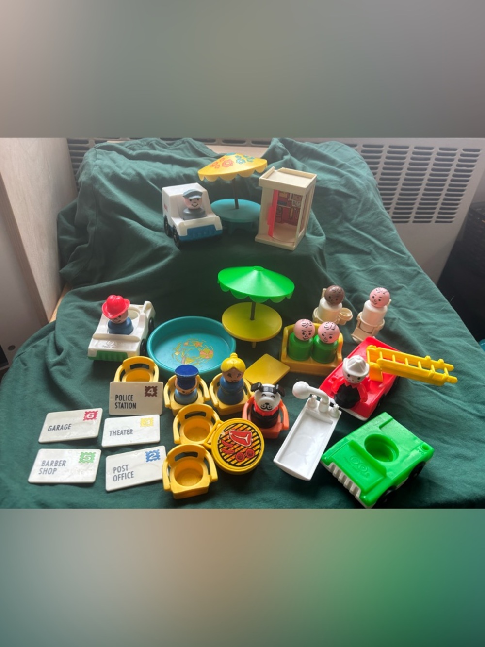 Vintage Fisher-Price Little People lot includes Main Street accessories